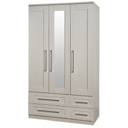 Duke Tall 3 Door 4 Drawer Mirrored Wardrobe