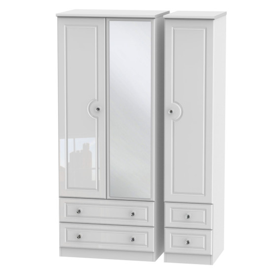 Aberdeen 3 Door 4 Drawer Mirrored Wardrobe