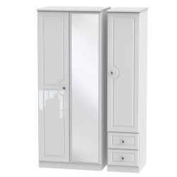 Aberdeen Tall 3 Door 2 Small Drawers Mirrored Wardrobe