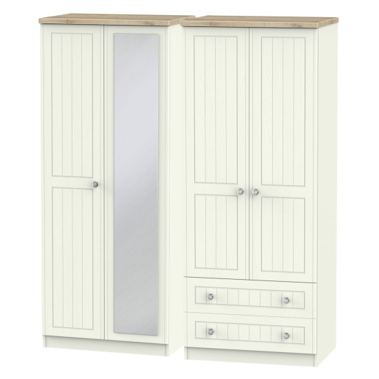 Palermo Tall 4 Door 2 Drawer Mirrored Wardrobe
