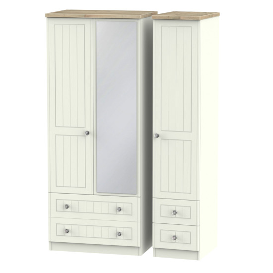 Palermo Tall 3 Door 4 Drawer Mirrored Wardrobe