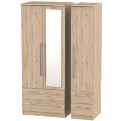 Harlech 3 Door 4 Drawer Mirrored Wardrobe