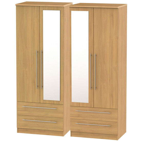 Harlech 4 Door 4 Drawer Mirrored Wardrobe