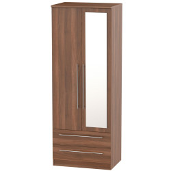 Harlech Tall 2 Drawer Mirrored Wardrobe