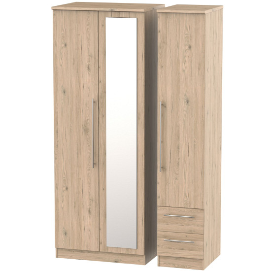 Harlech Tall 3 Door 2 Small Drawers Mirror Wardrobe
