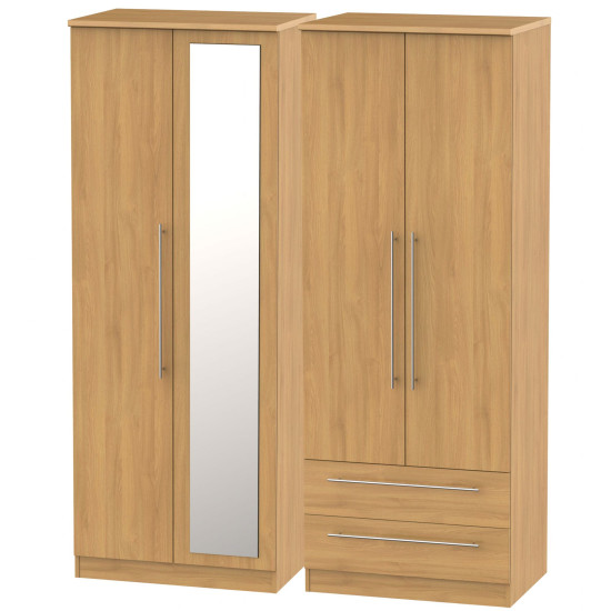 Harlech Tall 4 Door 2 Drawer Mirrored Wardrobe