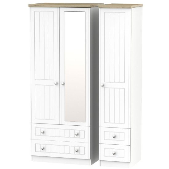 Venice Tall Triple 4 Drawer Mirrored Wardrobe
