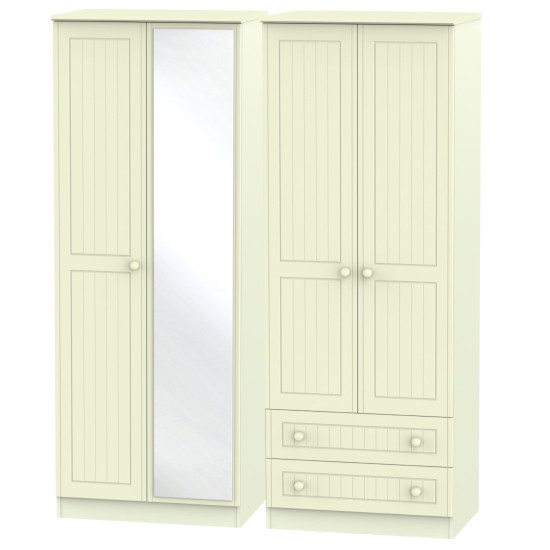 Cottage 4 Door 2 Drawer Mirrored Wardrobe