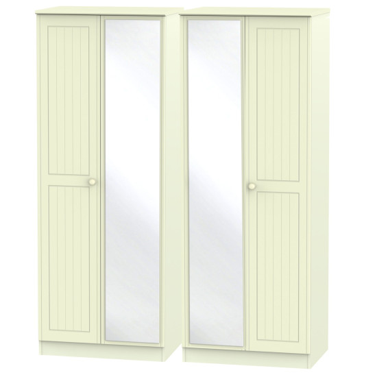 Cottage 4 Door Mirrored Wardrobe